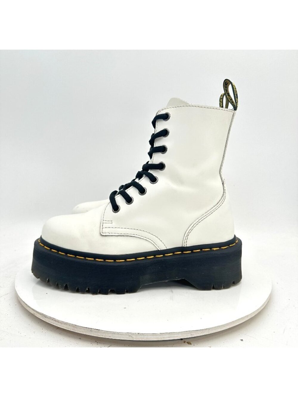 Dr. Martens Jadon Women Size 5 White Leather 8 Hole Platfom Side Zip Combat Boot